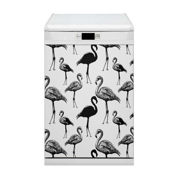 Capa magnética para máquina de lavar louça Flamingos retrô