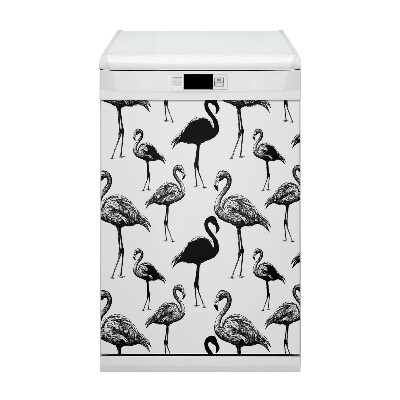 Capa magnética para máquina de lavar louça Flamingos retrô