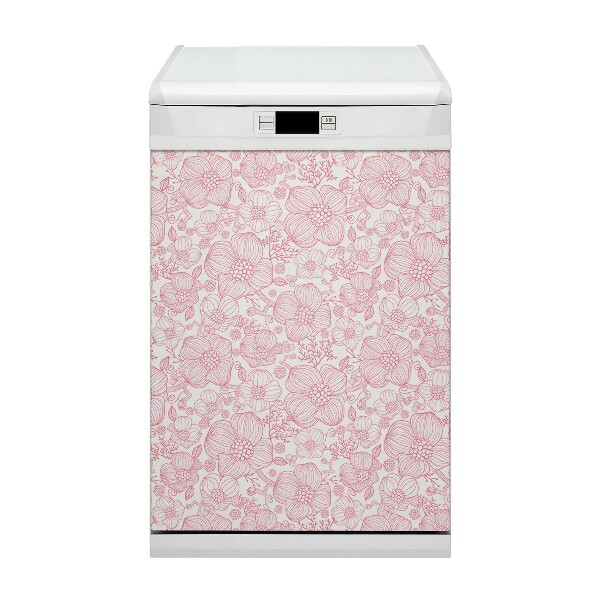 Capa magnética para máquina de lavar louça Contorno de flores
