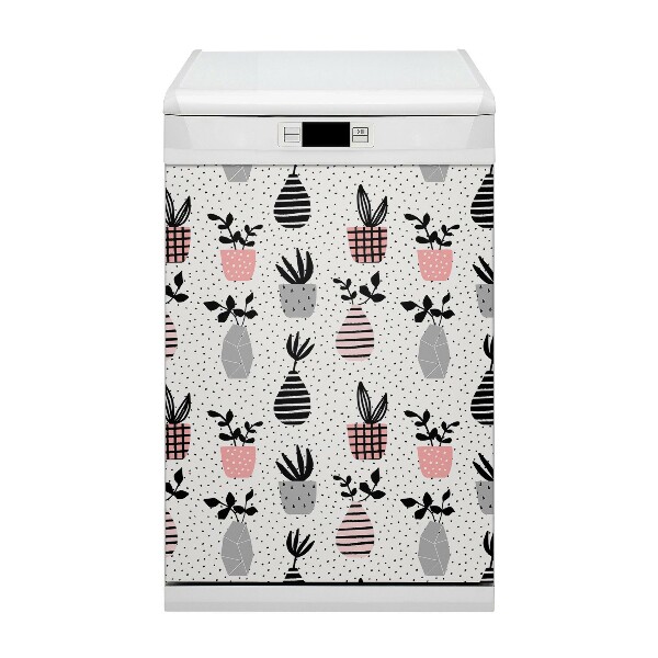 Capa magnética para máquina de lavar louça Vasos de flores pontilhados