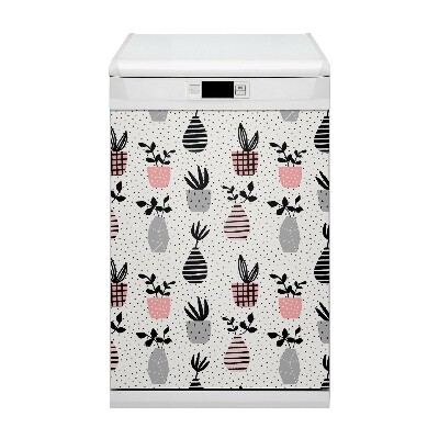 Capa magnética para máquina de lavar louça Vasos de flores pontilhados