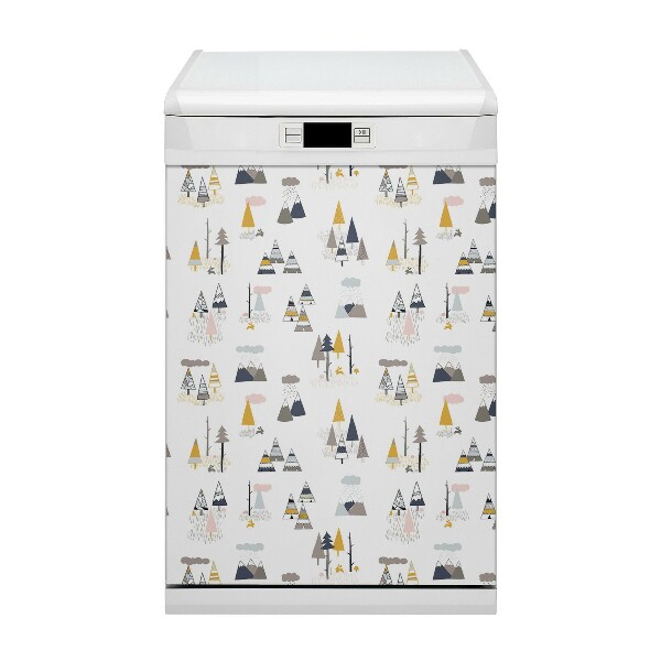 Painel magnético para máquina de lavar louça Árvores desenhadas