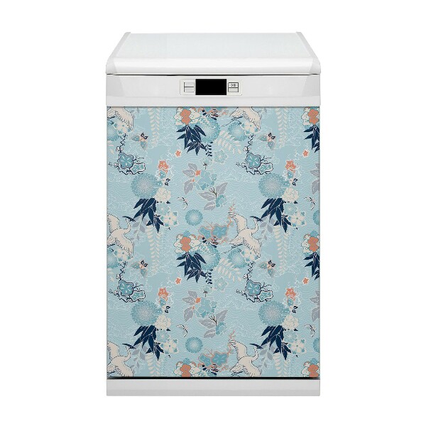 Painel magnético para máquina de lavar louça Garça e flores