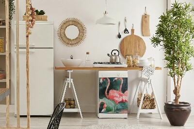 Capa magnética para máquina de lavar louça Flamingo pintado