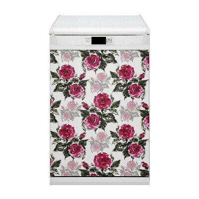 Painel magnético para máquina de lavar louça rosas pintadas