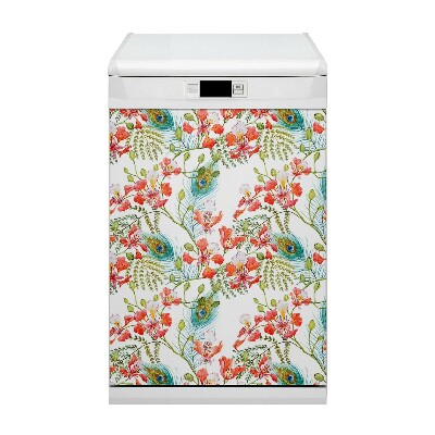 Capa magnética para máquina de lavar louça penas de pavão