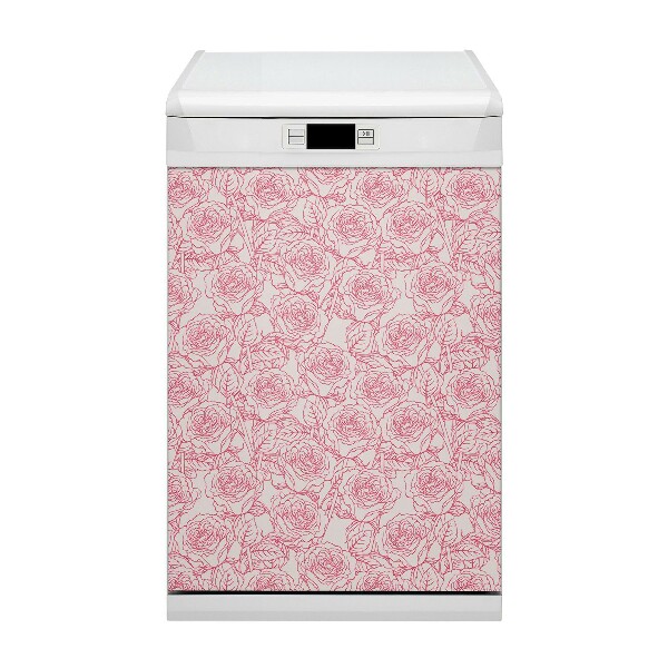 Capa magnética para máquina de lavar louça Rabisco de rosas