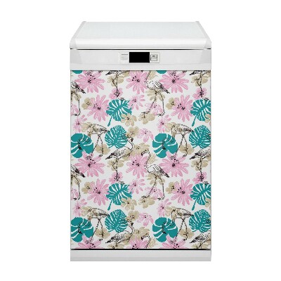 Painel magnético para máquina de lavar louça Flamingos pintados