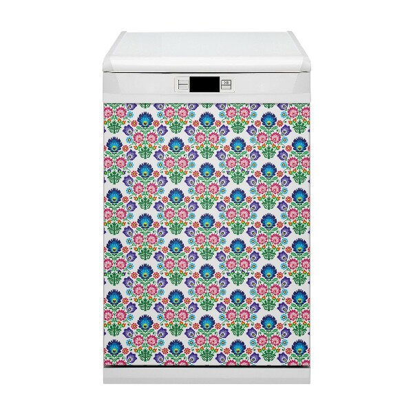 Capa magnética para máquina de lavar louça Padrão folclórico
