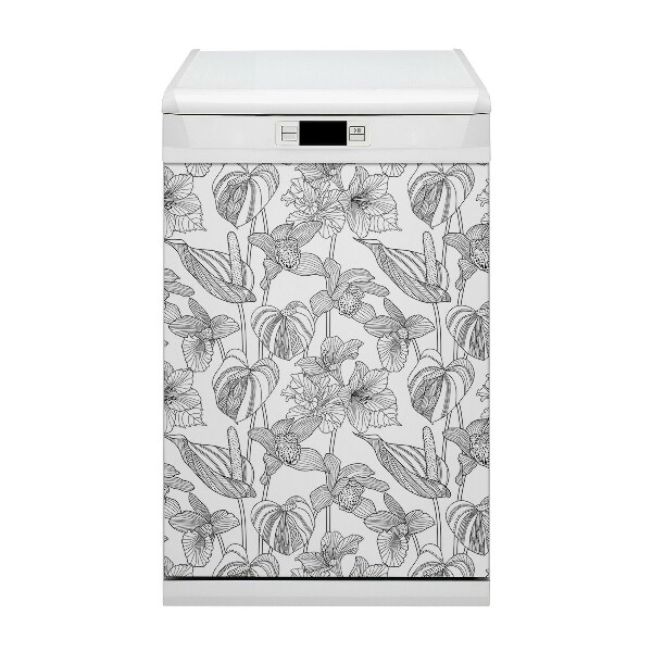 Painel magnético para máquina de lavar louça Contornos de flores