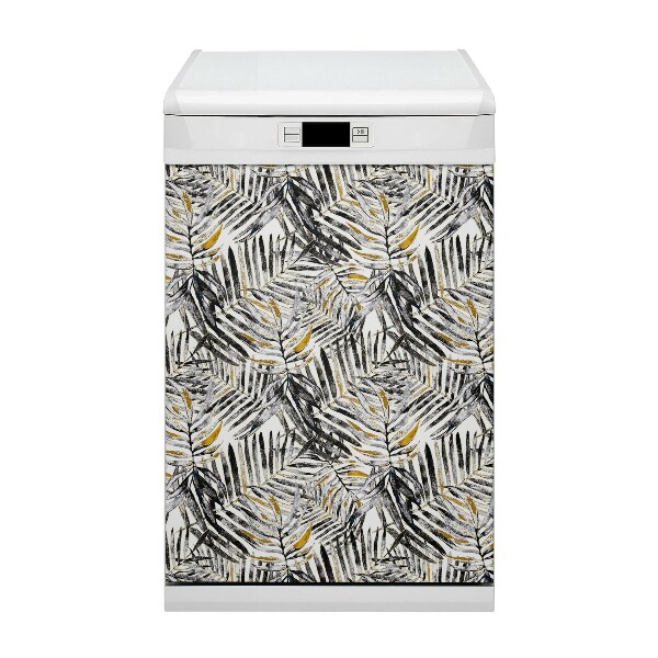 Painel magnético para máquina de lavar louça Folhas pretas