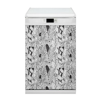 Painel magnético para máquina de lavar louça Cactos em quadrinhos