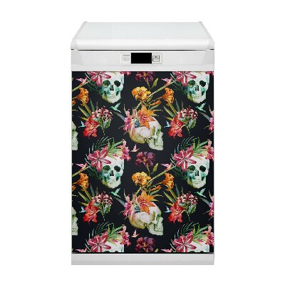 Capa magnética para máquina de lavar louça Caveiras e flores