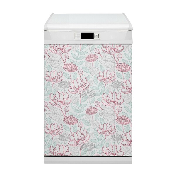 Capa magnética para máquina de lavar louça Contornos de flores