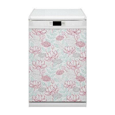 Capa magnética para máquina de lavar louça Contornos de flores