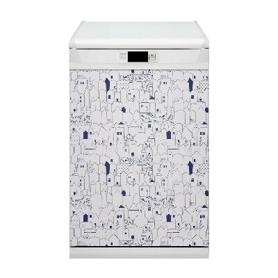 Capa magnética para máquina de lavar louça Desenho da cidade