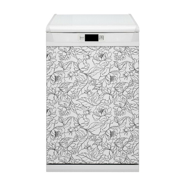Capa magnética para máquina de lavar louça Flores de peônia