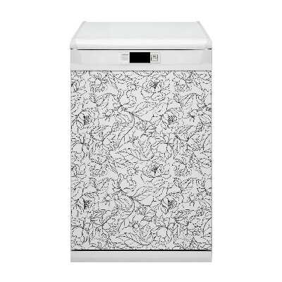 Capa magnética para máquina de lavar louça Flores de peônia