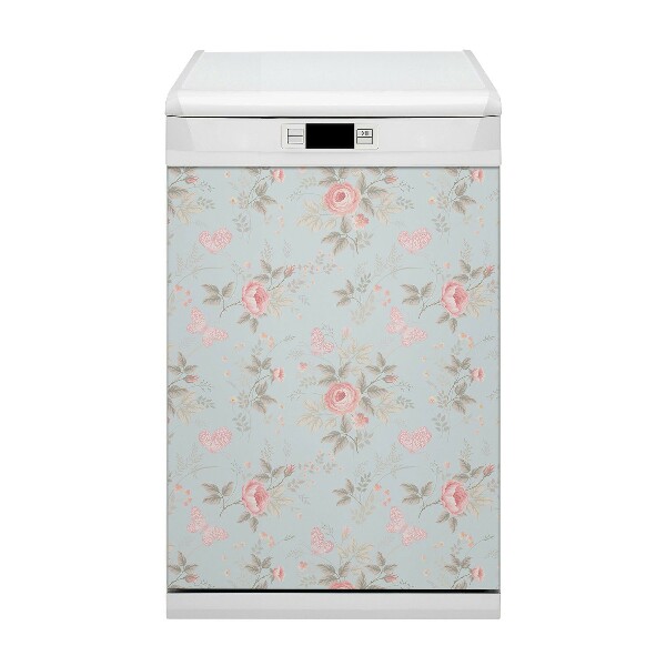 Painel magnético para máquina de lavar louça Rosas e borboletas