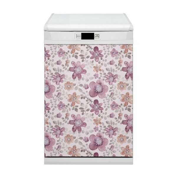 Capa magnética para máquina de lavar louça flores cor de rosa