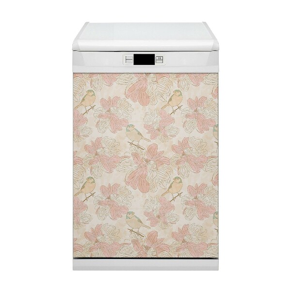 Painel magnético para máquina de lavar louça pássaros bege