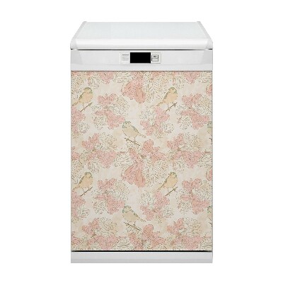 Painel magnético para máquina de lavar louça pássaros bege