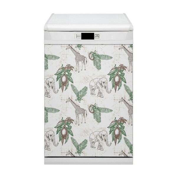 Capa magnética para máquina de lavar louça Girafas e Elefantes