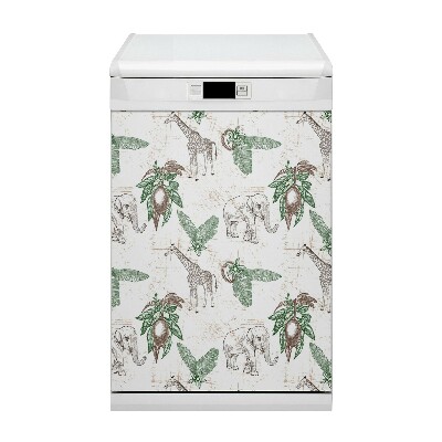 Capa magnética para máquina de lavar louça Girafas e Elefantes