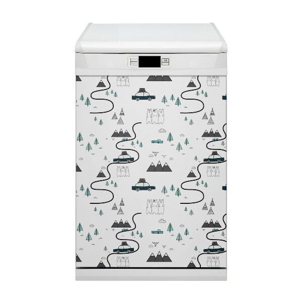 Capa magnética para máquina de lavar louça Tema de viagem