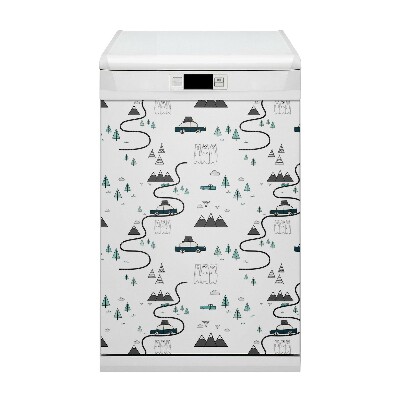 Capa magnética para máquina de lavar louça Tema de viagem