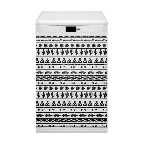 Painel magnético para máquina de lavar louça Boho preto e branco