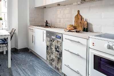 Capa magnética para máquina de lavar louça Azulejos estilo boho