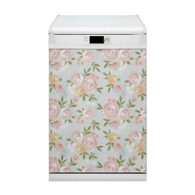 Capa magnética para máquina de lavar louça Flores em aquarela