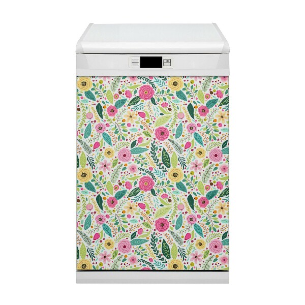Painel magnético para máquina de lavar louça Flores coloridas