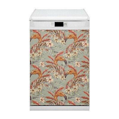Capa magnética para máquina de lavar louça Pintando Flamingos