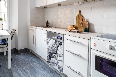 Capa magnética para máquina de lavar louça Papagaio esboçado