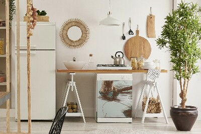 Capa magnética para máquina de lavar louça Urso em um barco