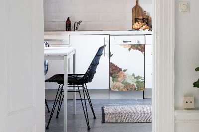 Capa magnética para máquina de lavar louça Peônias Vintage