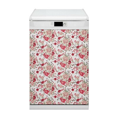 Painel magnético para máquina de lavar louça flores vermelhas