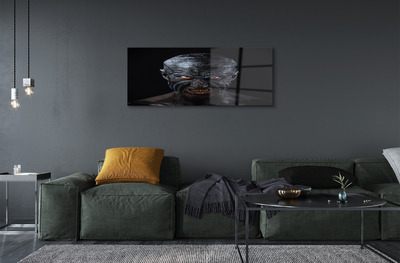 Pintura acrílica Figura careca assustadora com olhos vermelhos