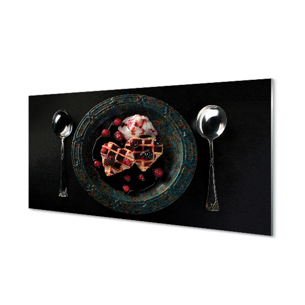 Pintura acrílica Waffles de coração com colher de sorvete