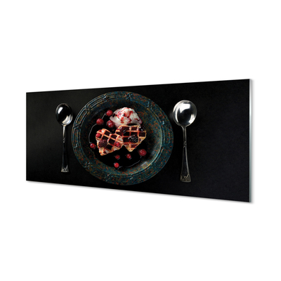 Pintura acrílica Waffles de coração com colher de sorvete