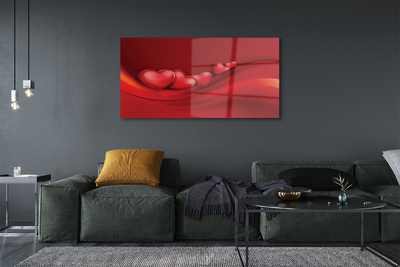 Quadro acrílico Corações fundo vermelho