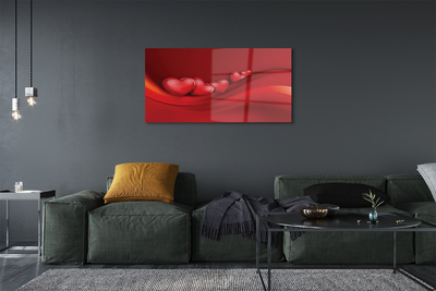 Quadro acrílico Corações fundo vermelho
