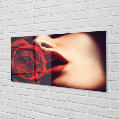 Quadro acrílico Lábios de mulher rosa