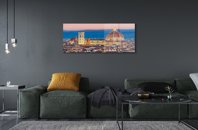 Pintura acrílica Panorama da Catedral da Itália à noite