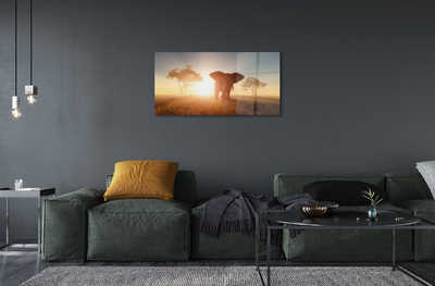 Pintura acrílica Nascer do sol na árvore elefante