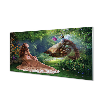 Quadro acrílico Mulher faisão da floresta