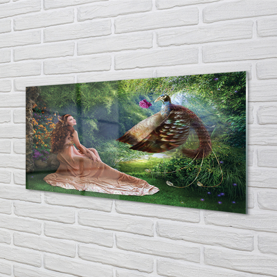 Quadro acrílico Mulher faisão da floresta