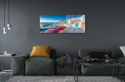 Pintura acrílica Edifícios da Grécia Flores do Mar